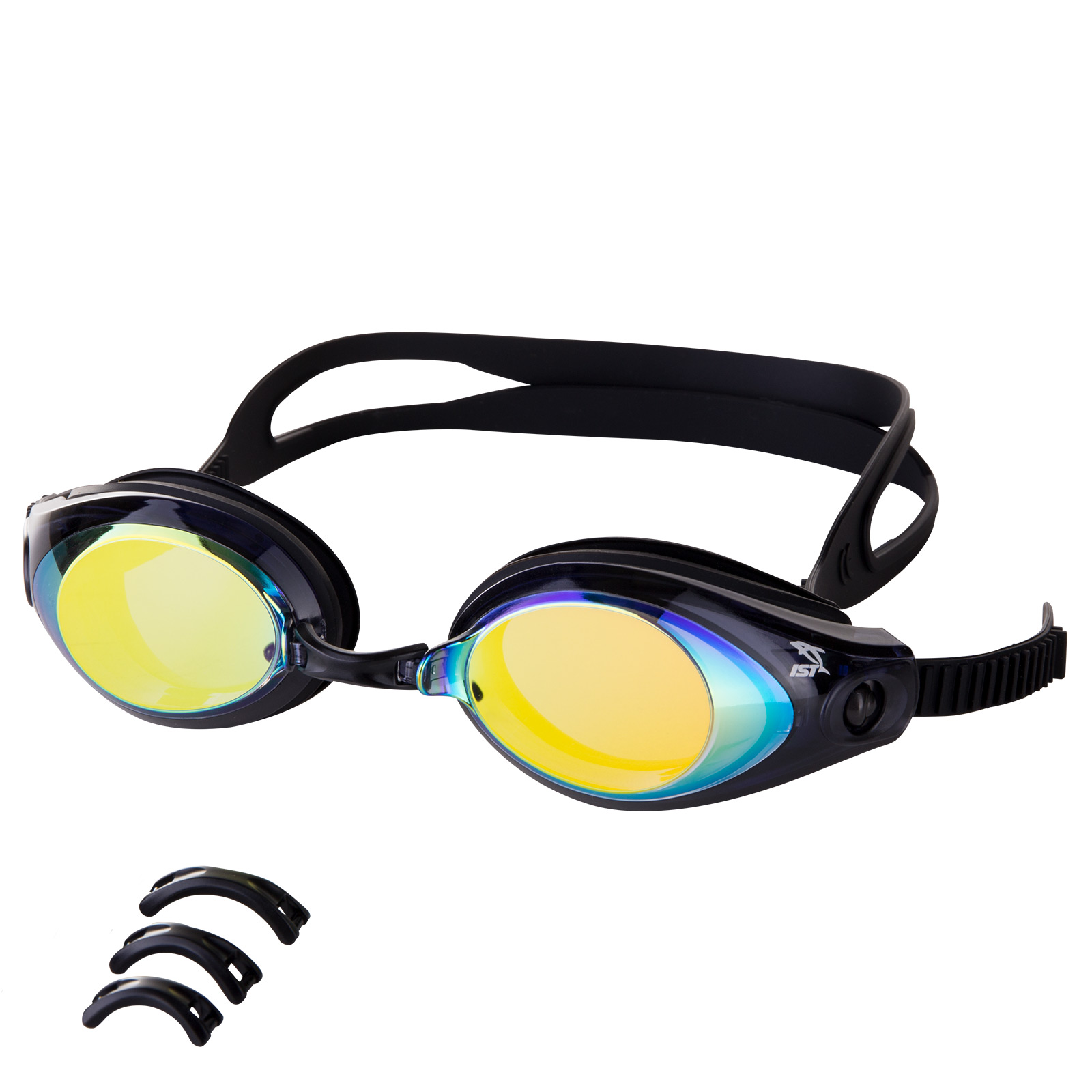 IST Anti-UV Polycarbonate Mirrored Adult Swim Goggles and Stretchy Swim Cap Set 